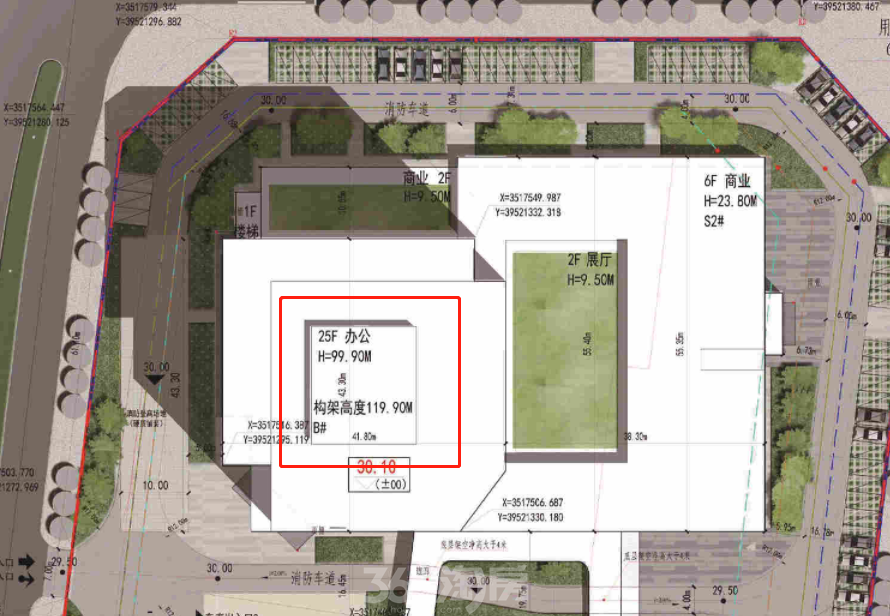 合肥尚泽明珠商务中心项目规划公示，拟建2栋25层约120米高度的办公楼