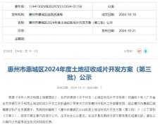 惠州惠城区2024年度土地征