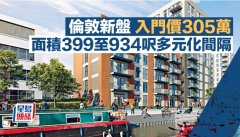 伦敦新盘入门价305万 面积